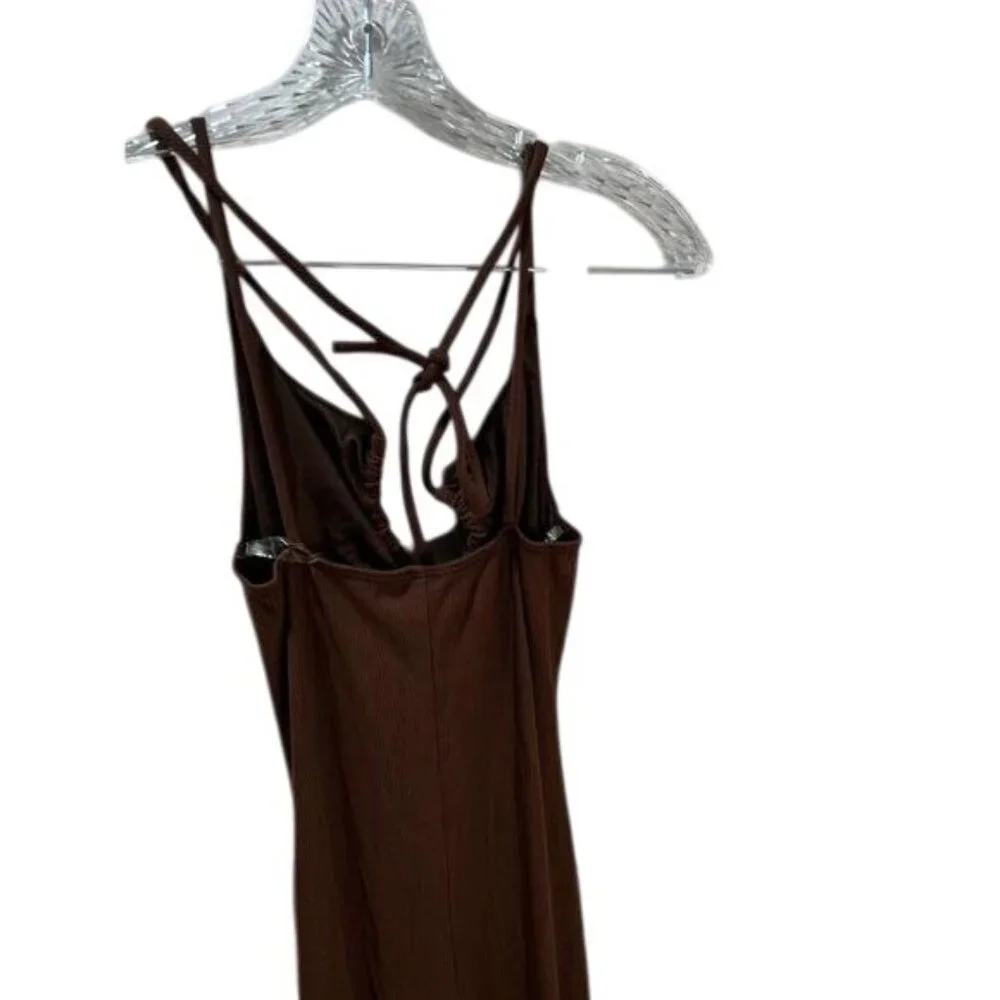 7Day Wknd Lace‎ Up Midi Dress Knit Strappy Small